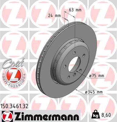 Zimmermann 150.3461.32 - Гальмівний диск avtolavka.club