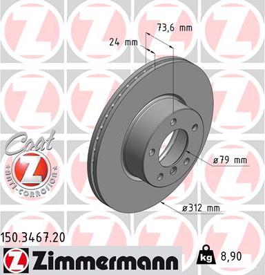 Zimmermann 150.3467.20 - Гальмівний диск avtolavka.club