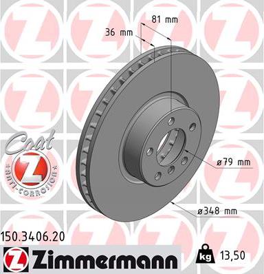 Zimmermann 150.3406.20 - Гальмівний диск avtolavka.club