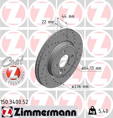 Zimmermann 150.3400.52 - Гальмівний диск avtolavka.club