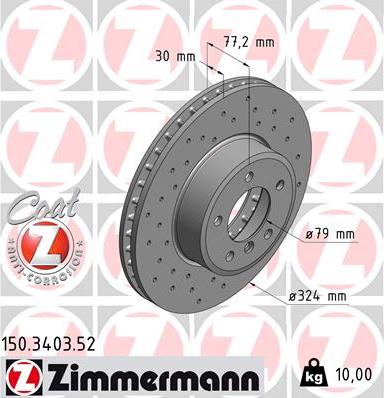 Zimmermann 150.3403.52 - Гальмівний диск avtolavka.club