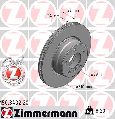 Zimmermann 150.3402.20 - Гальмівний диск avtolavka.club