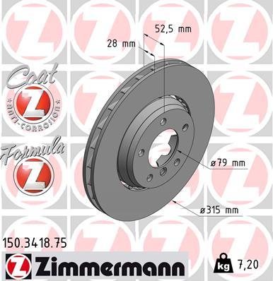 Zimmermann 150.3418.75 - Гальмівний диск avtolavka.club