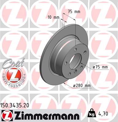 Zimmermann 150.3435.20 - Гальмівний диск avtolavka.club