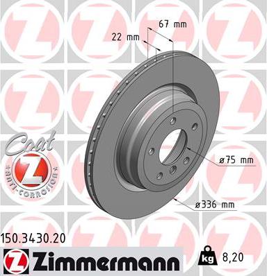 Zimmermann 150.3430.20 - Гальмівний диск avtolavka.club