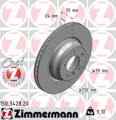 Zimmermann 150.3428.20 - Гальмівний диск avtolavka.club