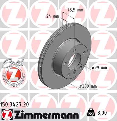 Zimmermann 150.3427.20 - Гальмівний диск avtolavka.club