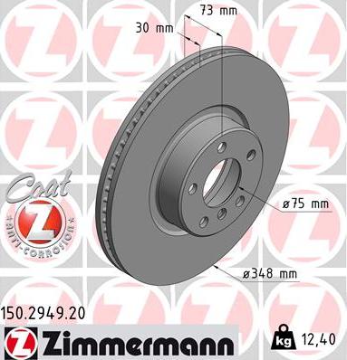 Zimmermann 150.2949.20 - Гальмівний диск avtolavka.club