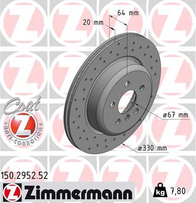 Zimmermann 150.2952.52 - Гальмівний диск avtolavka.club