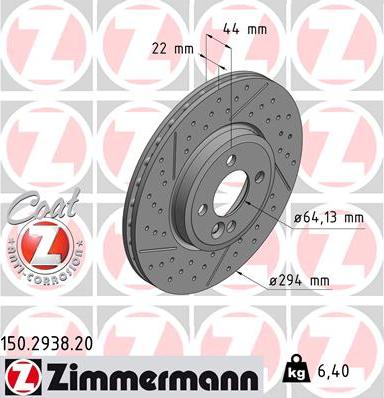 Zimmermann 150.2938.20 - Гальмівний диск avtolavka.club