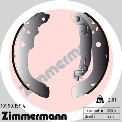 Zimmermann 10990.159.4 - Комплект гальм, барабанний механізм avtolavka.club