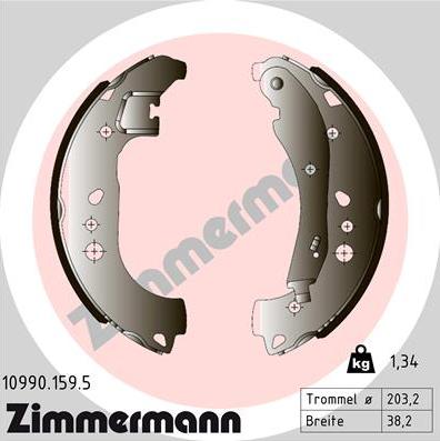 Zimmermann 10990.159.5 - Комплект гальм, барабанний механізм avtolavka.club