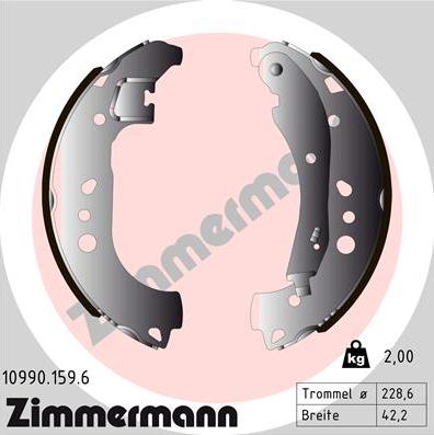 Zimmermann 10990.159.6 - Комплект гальм, барабанний механізм avtolavka.club