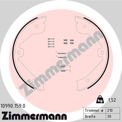Zimmermann 10990.159.0 - Комплект гальм, ручник, парковка avtolavka.club