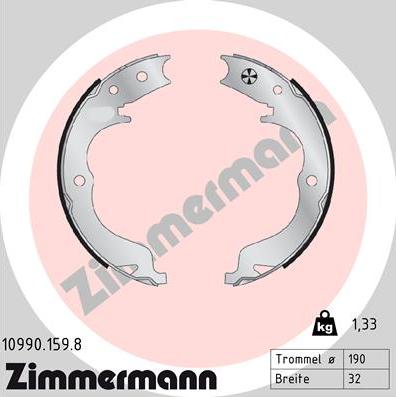 Zimmermann 10990.159.8 - Комплект гальм, ручник, парковка avtolavka.club