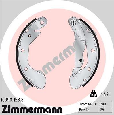 Zimmermann 10990.158.8 - Комплект гальм, барабанний механізм avtolavka.club