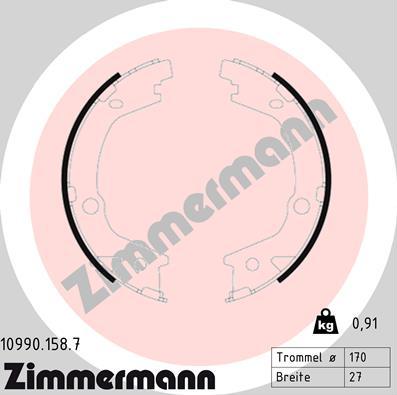 Zimmermann 10990.158.7 - Комплект гальм, ручник, парковка avtolavka.club