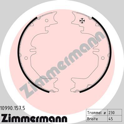 Zimmermann 10990.157.5 - Комплект гальм, ручник, парковка avtolavka.club