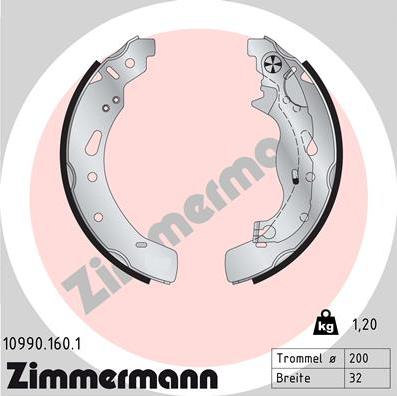 Zimmermann 10990.160.1 - Комплект гальм, барабанний механізм avtolavka.club