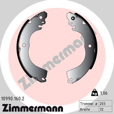 Zimmermann 10990.160.2 - Комплект гальм, барабанний механізм avtolavka.club