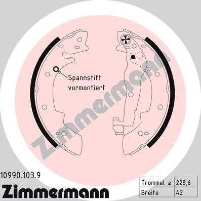 Zimmermann 10990.103.9 - Комплект гальм, барабанний механізм avtolavka.club