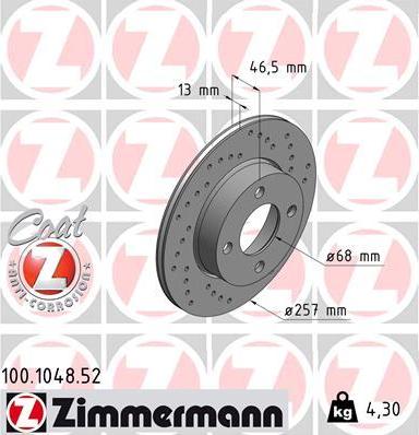 Zimmermann 100.1048.52 - Гальмівний диск avtolavka.club