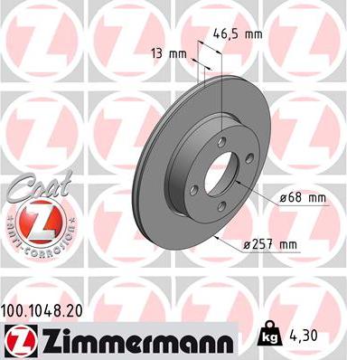 Zimmermann 100.1048.20 - Гальмівний диск avtolavka.club