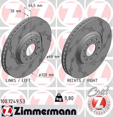 Zimmermann 100.1249.53 - Гальмівний диск avtolavka.club