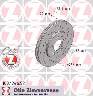 Zimmermann 100.1246.52 - Гальмівний диск avtolavka.club