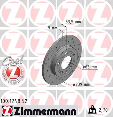 Zimmermann 100.1248.52 - Гальмівний диск avtolavka.club