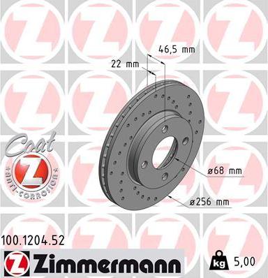 Zimmermann 100.1204.52 - Гальмівний диск avtolavka.club