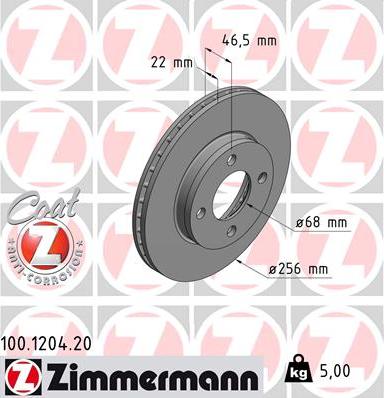 Zimmermann 100.1204.20 - Гальмівний диск avtolavka.club