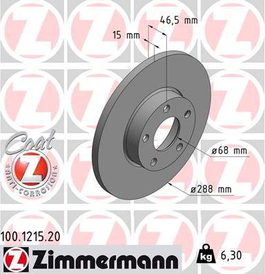 Zimmermann 100.1215.20 - Гальмівний диск avtolavka.club