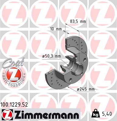 Zimmermann 100.1229.52 - Гальмівний диск avtolavka.club