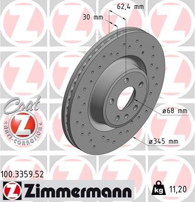 Zimmermann 100.3359.52 - Гальмівний диск avtolavka.club