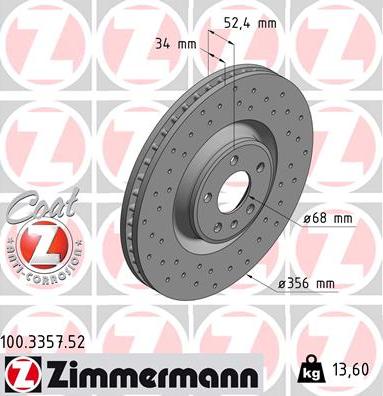 Zimmermann 100.3357.52 - Гальмівний диск avtolavka.club