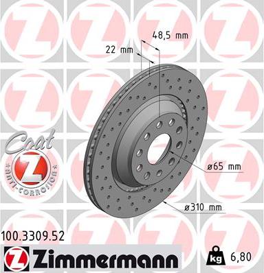 Zimmermann 100.3309.52 - Гальмівний диск avtolavka.club