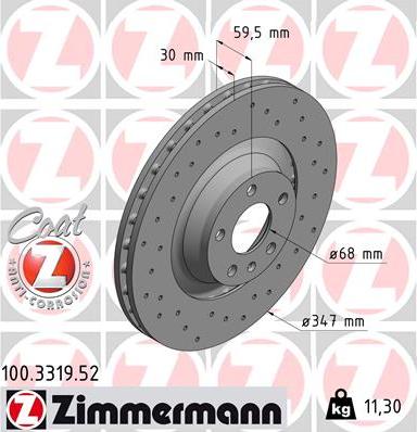 Zimmermann 100.3319.52 - Гальмівний диск avtolavka.club