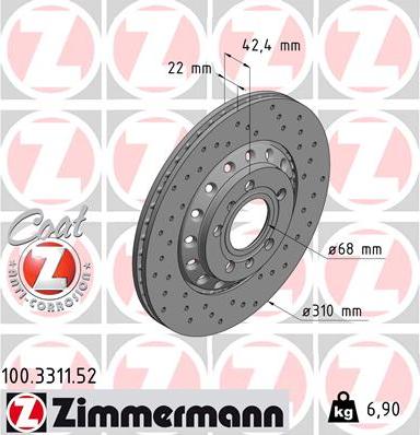 Zimmermann 100.3311.52 - Гальмівний диск avtolavka.club