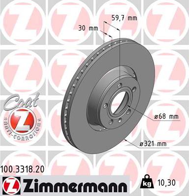 Zimmermann 100.3318.20 - Гальмівний диск avtolavka.club