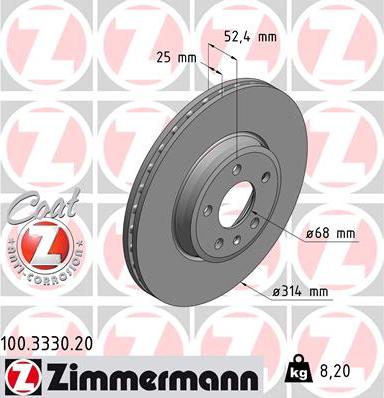 Zimmermann 100.3330.20 - Гальмівний диск avtolavka.club