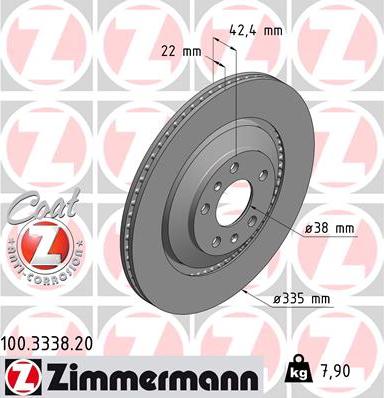 Zimmermann 100.3338.20 - Гальмівний диск avtolavka.club