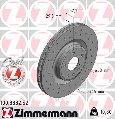 Zimmermann 100.3332.52 - Гальмівний диск avtolavka.club