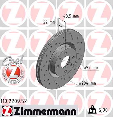 Zimmermann 110.2209.52 - Гальмівний диск avtolavka.club