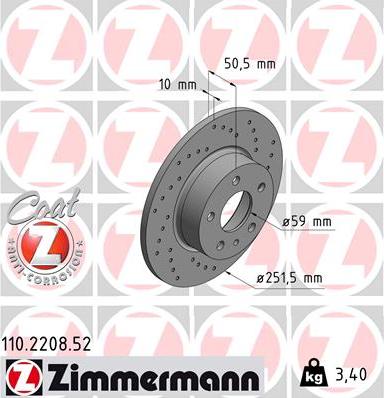 Zimmermann 110.2208.52 - Гальмівний диск avtolavka.club