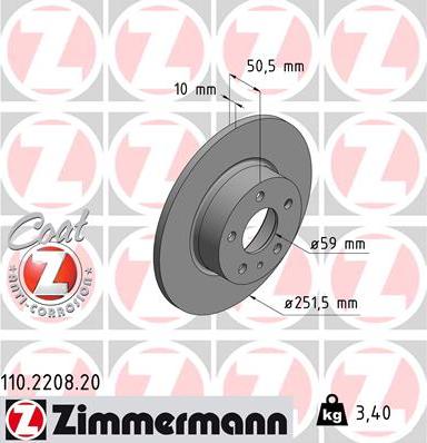 Zimmermann 110.2208.20 - Гальмівний диск avtolavka.club