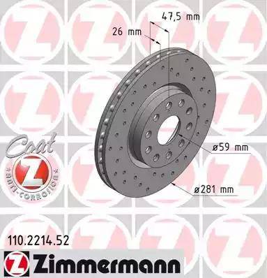 Zimmermann 110.2214.52 - Гальмівний диск avtolavka.club