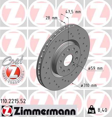 Zimmermann 110.2215.52 - Гальмівний диск avtolavka.club