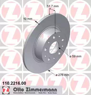 Zimmermann 110.2216.00 - Гальмівний диск avtolavka.club