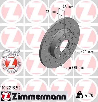 Zimmermann 110.2213.52 - Гальмівний диск avtolavka.club